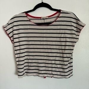 phanuel | black and white stripes with red crop top
